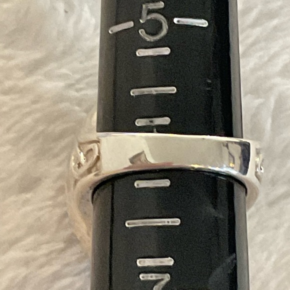 Sterling 925 Grey Stone Faceted Ring Signed WK - Picture 5 of 5